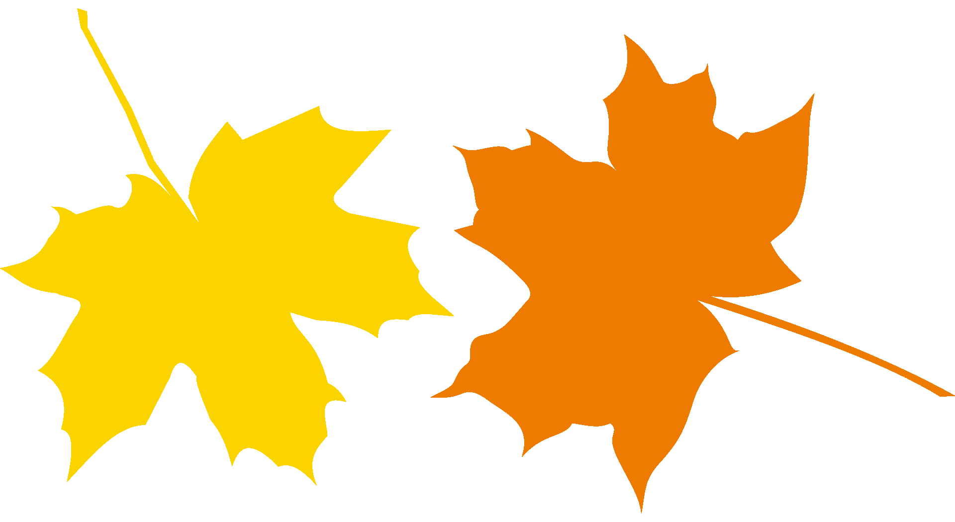 Place card with a large yellow maple leaf and a large orange maple leaf