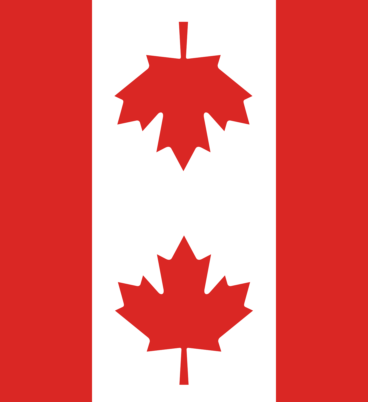 Place card styled like the Canadian flag with a red maple leaf