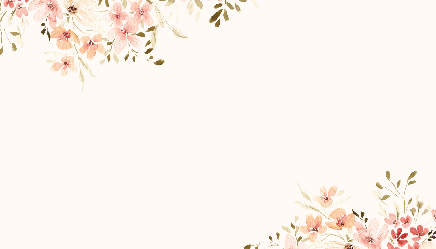 Place card with peach and pink watercolor wildflowers in opposite corners