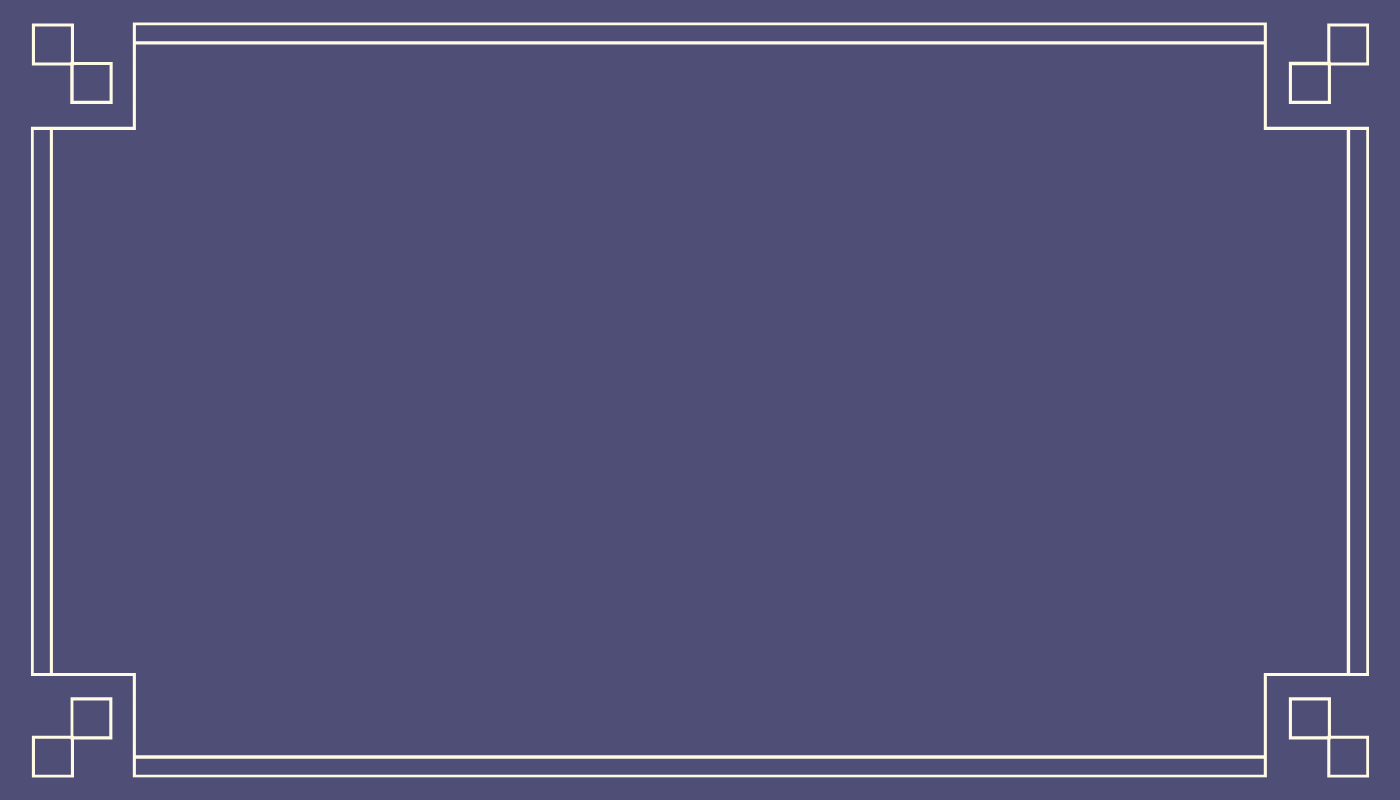 Place card with a cream geometric frame on a dusty purple background