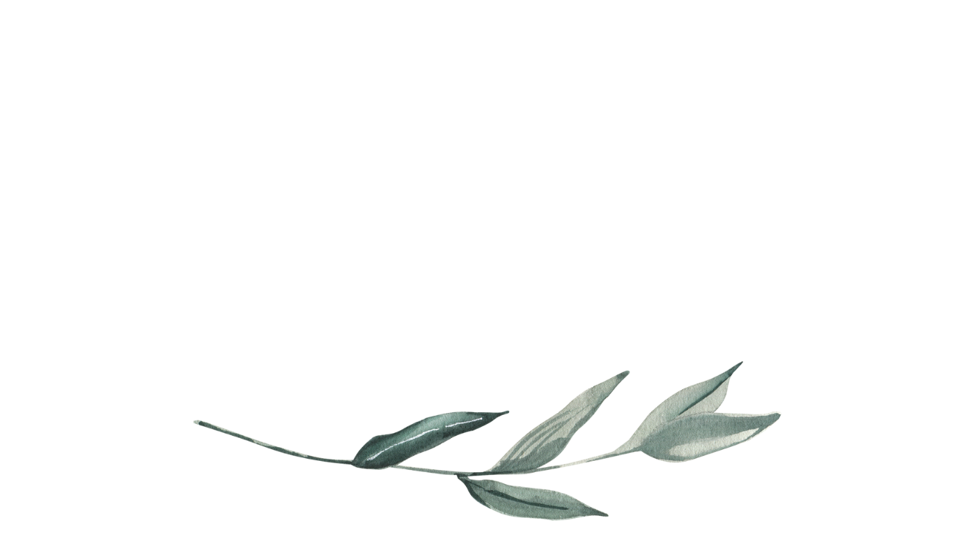 Place card with a single muted green watercolor leaf sprig near the bottom