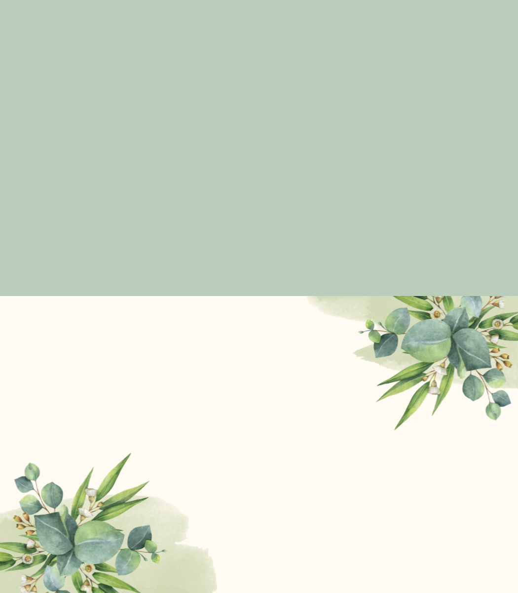 Place card on cream with watercolor eucalyptus in the top-right and bottom-left corners