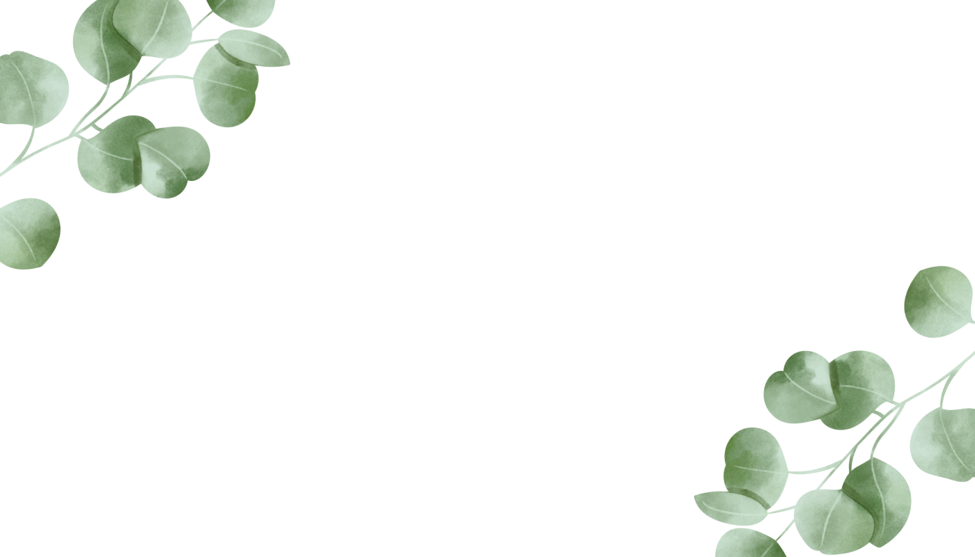 Place card with sage watercolor eucalyptus in opposite corners