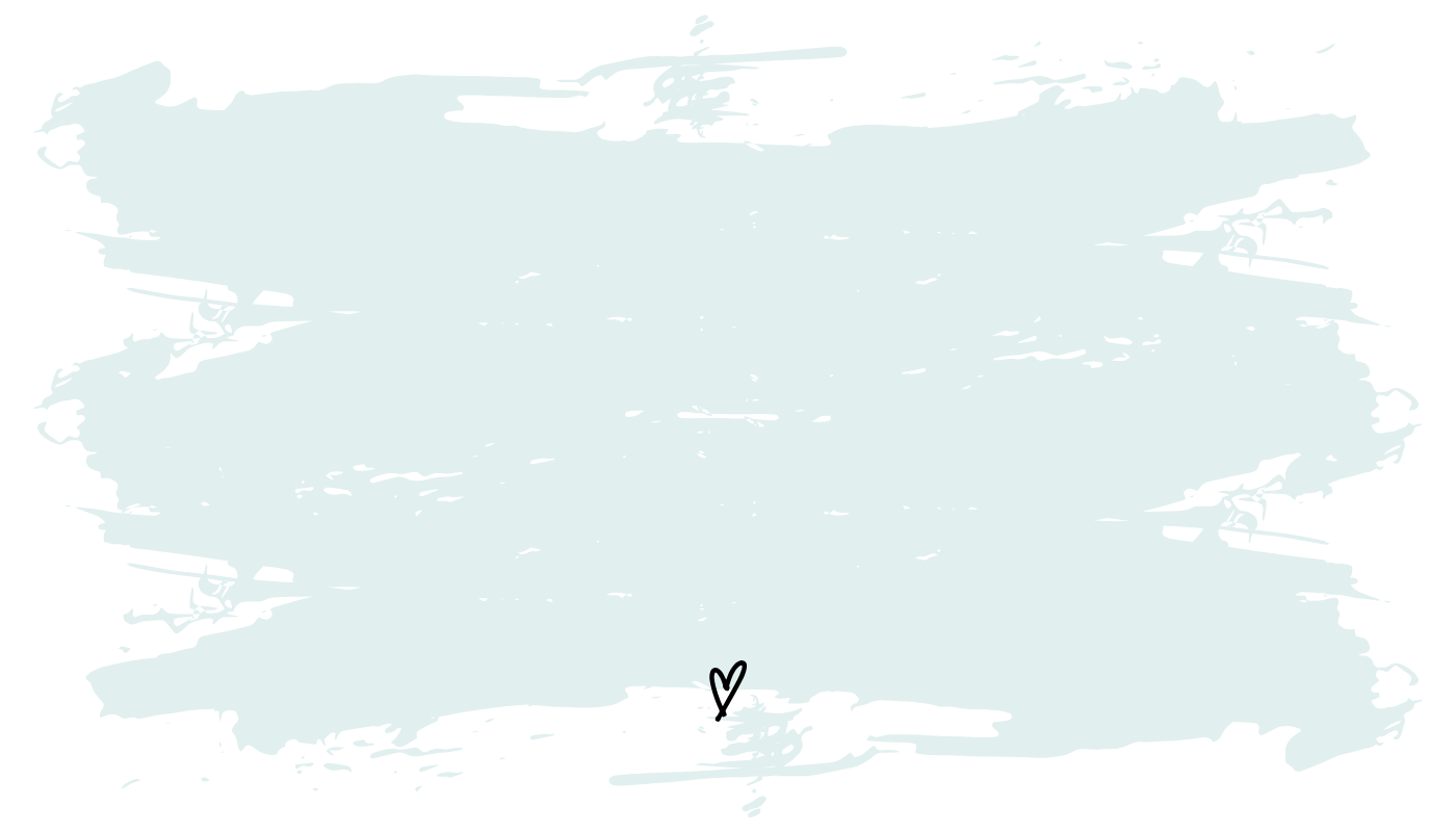 Place card with a pale mint brushstroke and a small black heart