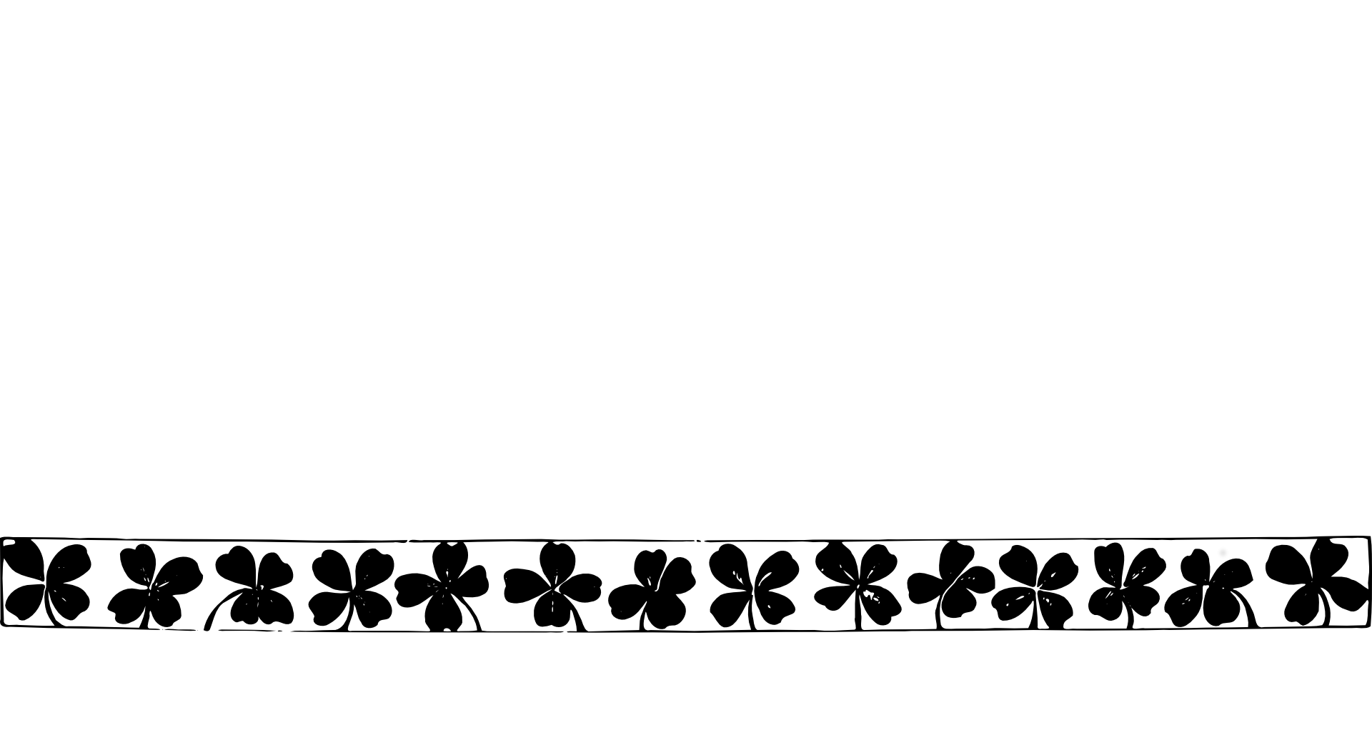 Place card with a black band of four-leaf clovers near the bottom