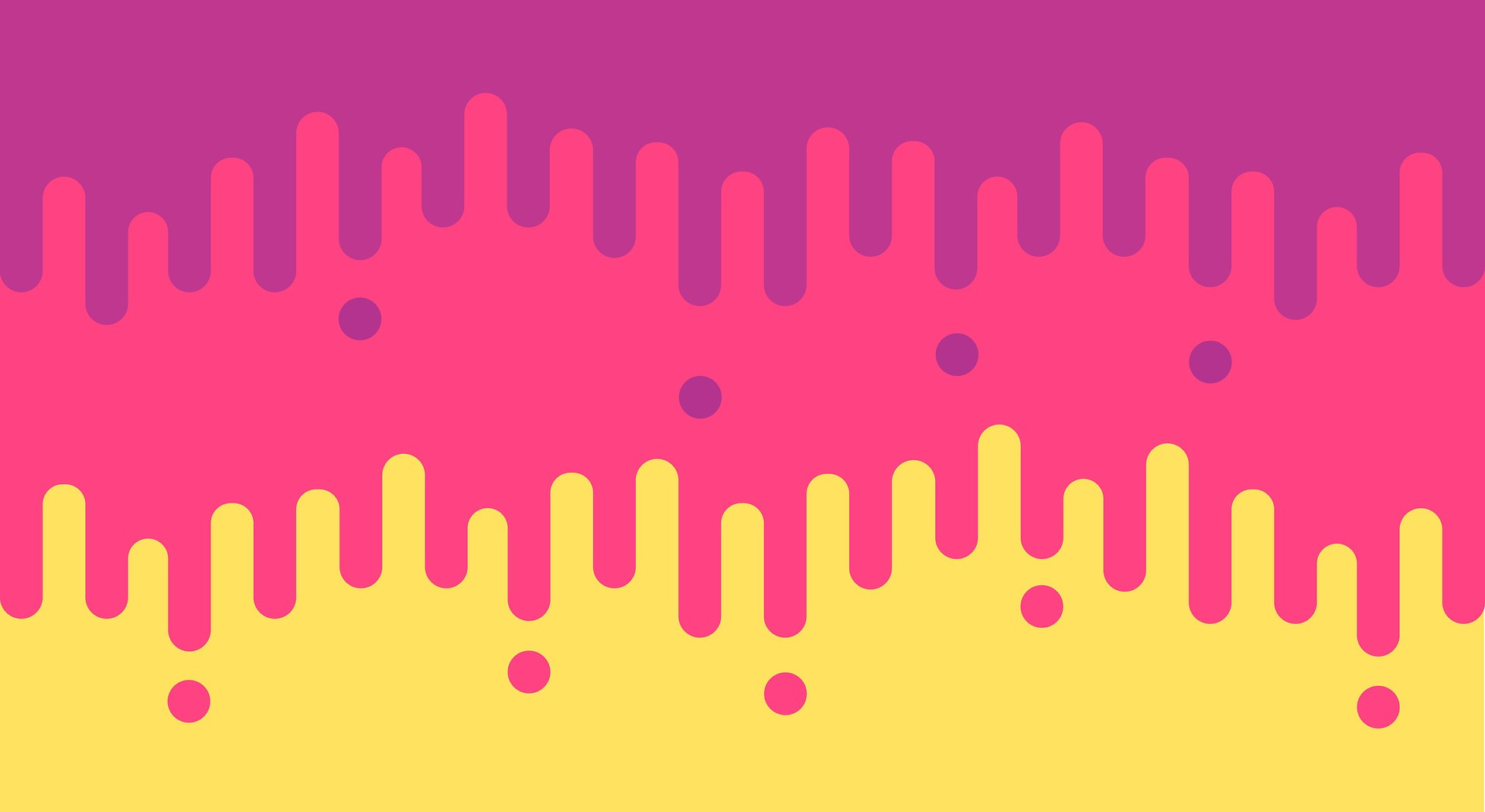 Place card with layered magenta, pink, and yellow dripping paint waves