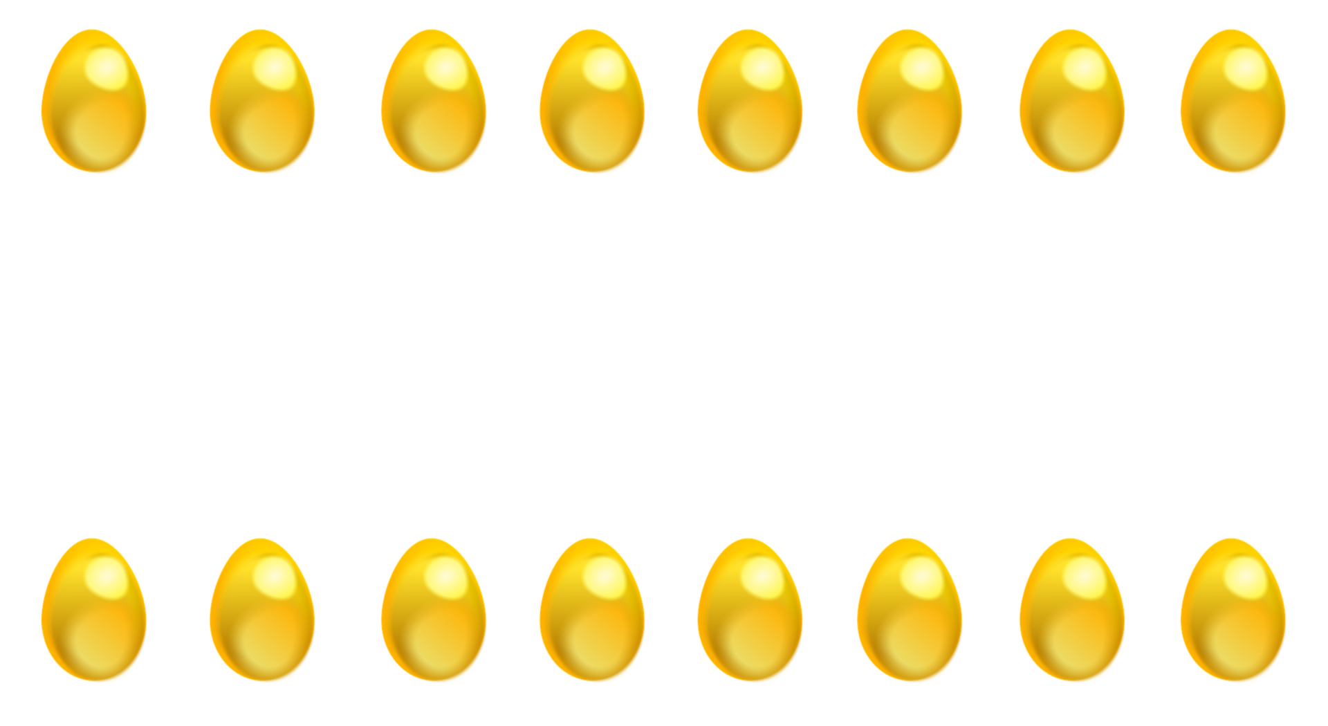 Place card with rows of shiny golden eggs along the top and bottom