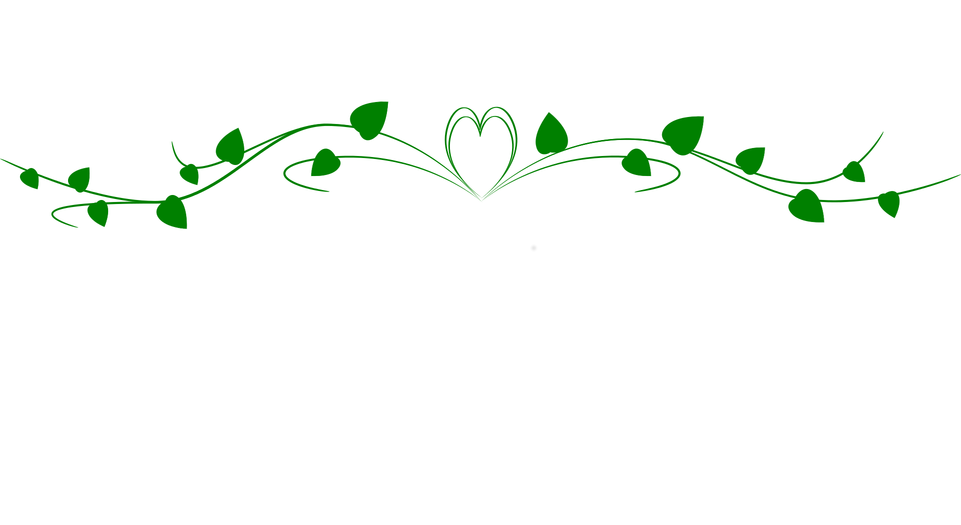 Place card with a green leafy vine and outlined heart across the top
