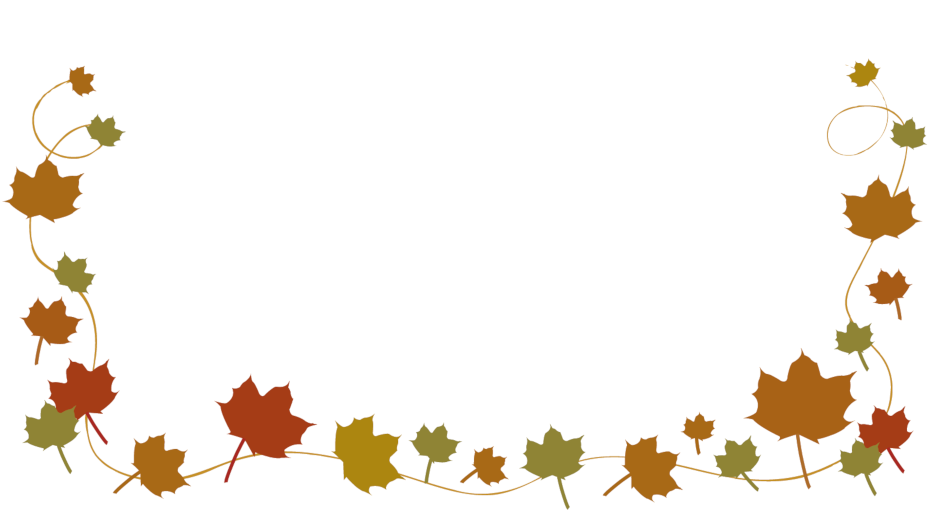 Place card with autumn maple leaves on a vine framing the sides and bottom