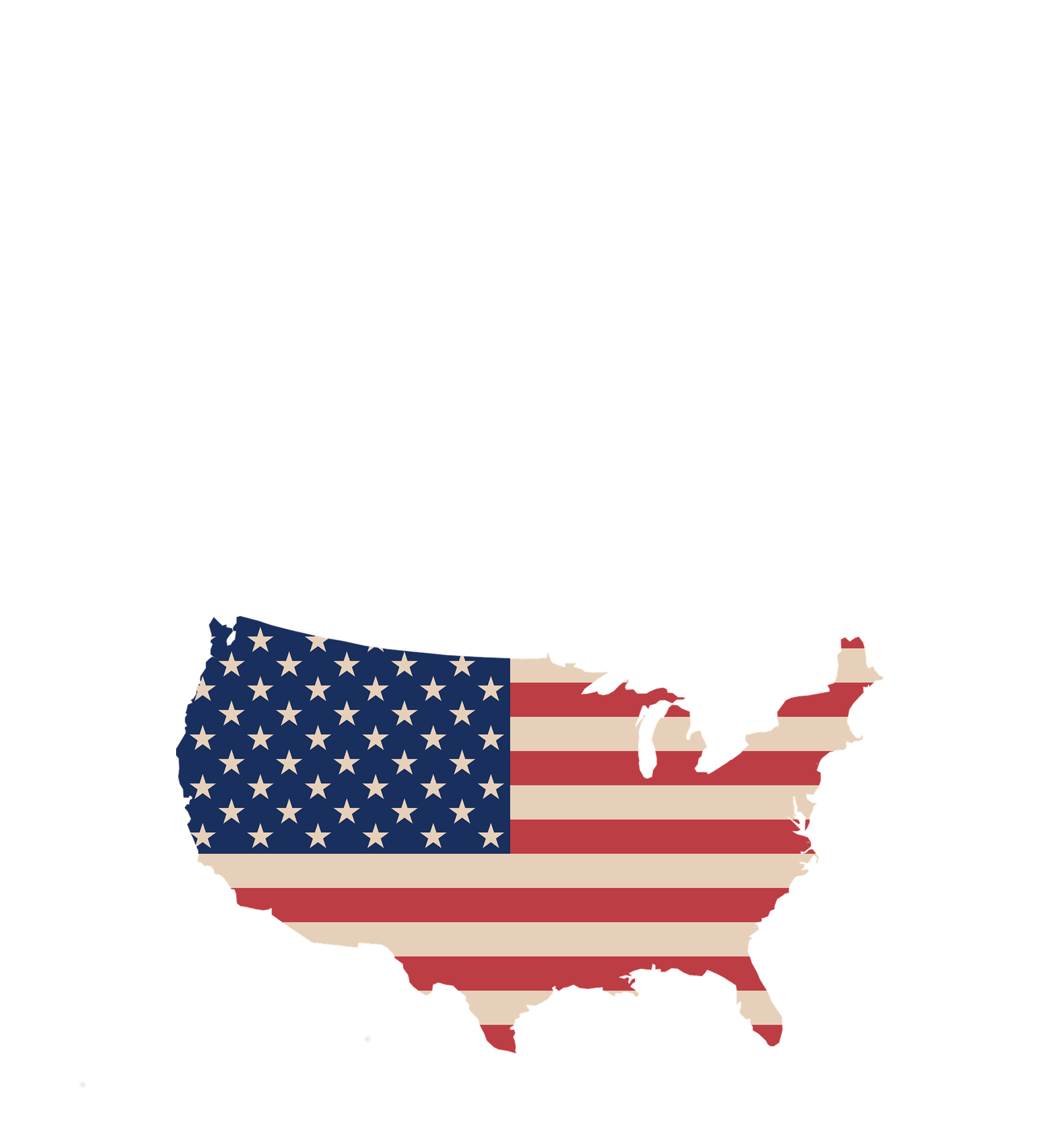 Place card with a map of the USA patterned in the American flag