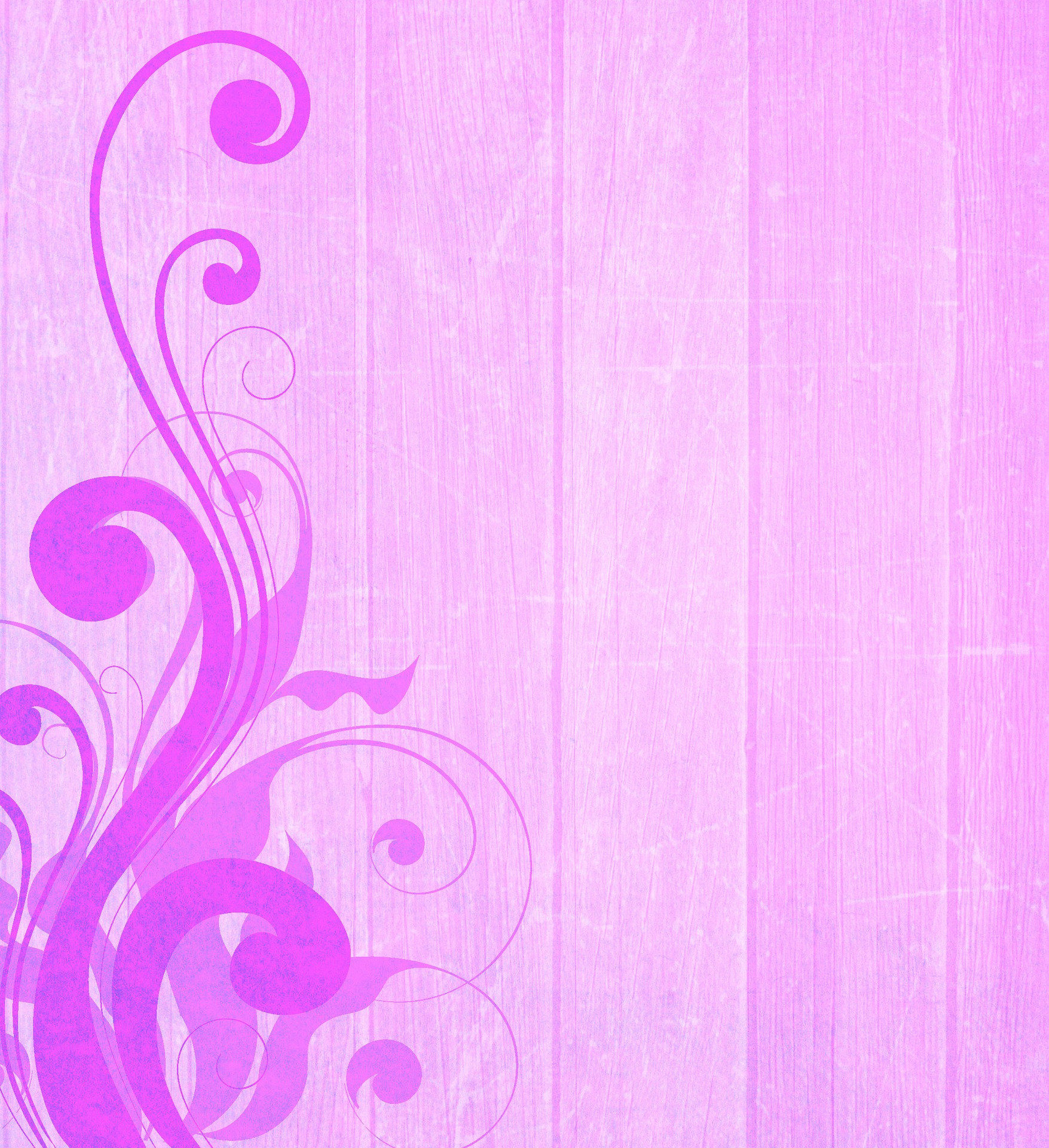 Place card with magenta swirls on a bright purple woodgrain background