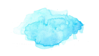 Place card with a soft aqua watercolor splash in the center