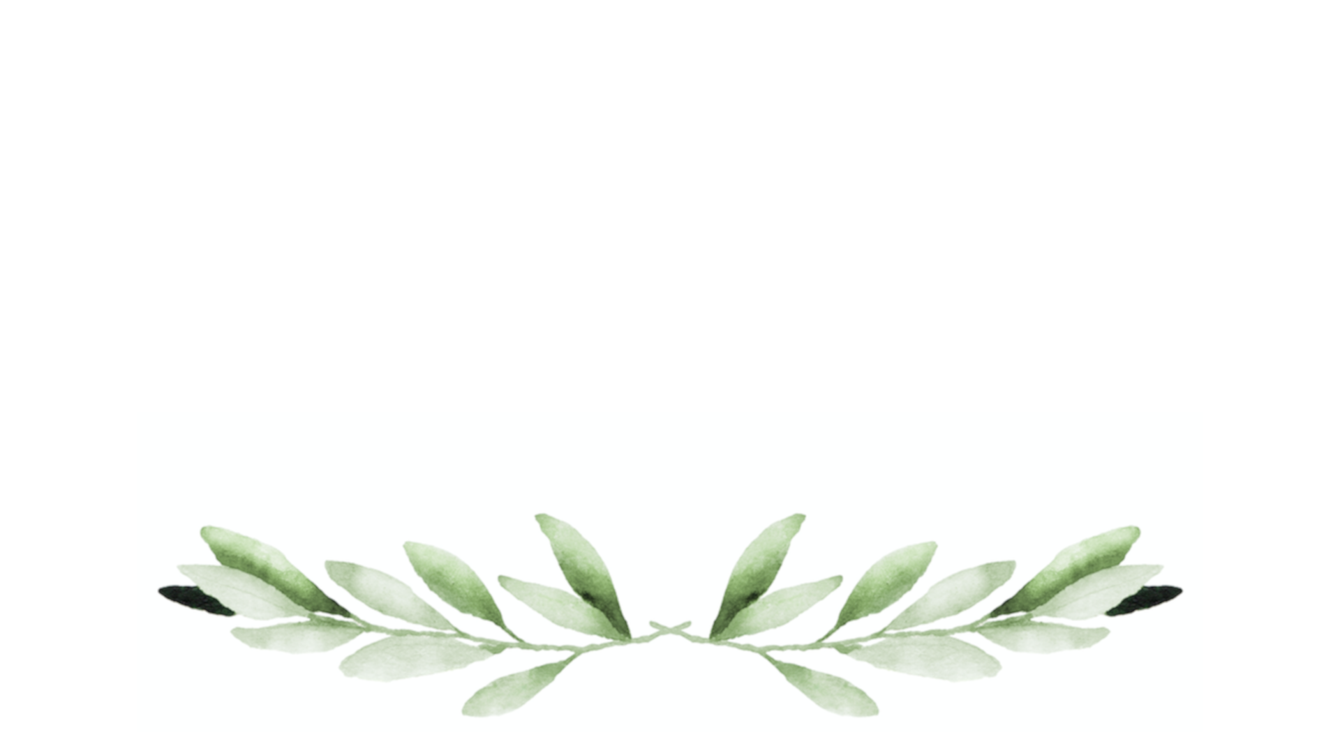 Place card with a symmetrical green watercolor leaf sprig along the bottom